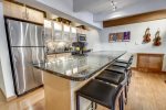 Stainless steel appliances and granite counter tops